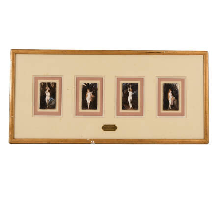 Antique Framed Grouping of Four KPM Miniature Plaques