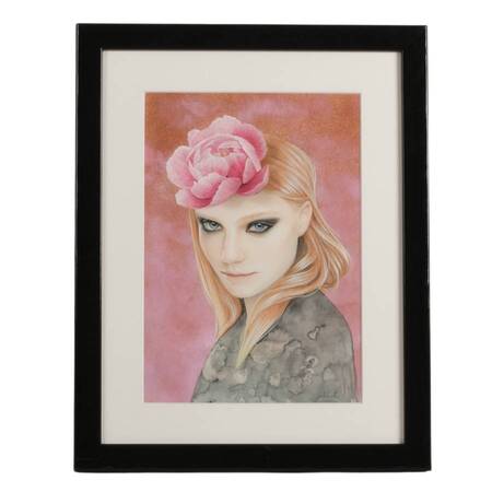 Framed "Mischa" Mixed Media on Paper Signed by Bec Winnel in 2015
