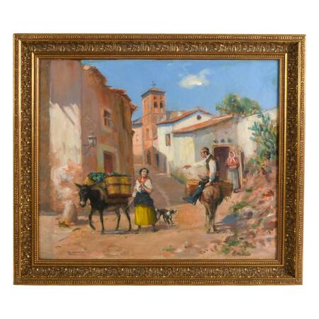 Framed "Donkey Guider" Oil on Canvas Signed M. Orregon