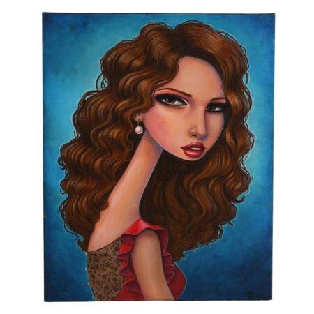 Pop surrealism woman Acrylic on Canvas Signed CWL 2012