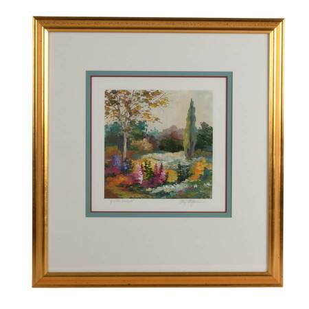 Framed Signed "Gentle Breeze" Gouache on Paper by Alix Stefan