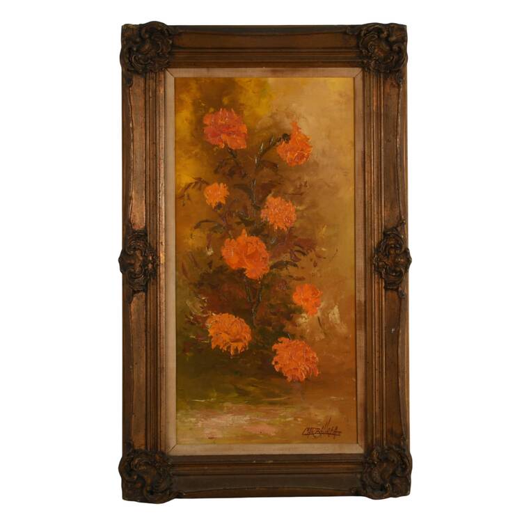 Framed Impasto Floral Still-Life Oil on Canvas Signed by Julio Carballosa