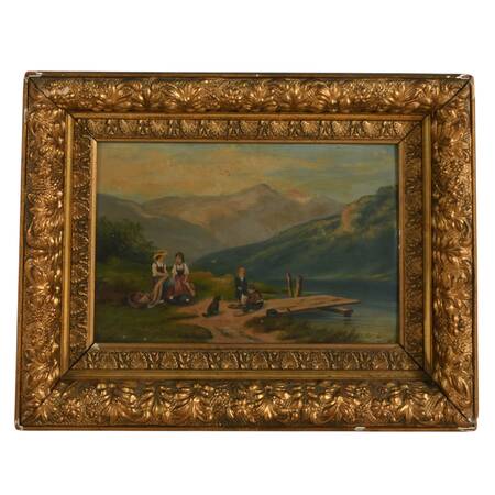 Framed European Landscape Oil on Board