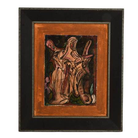 Framed Untitled Abstract Oil on Paper Signed by Alexander Gore