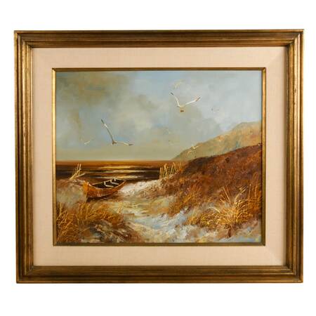 Framed Seascape Oil on Canvas Signed by Engel