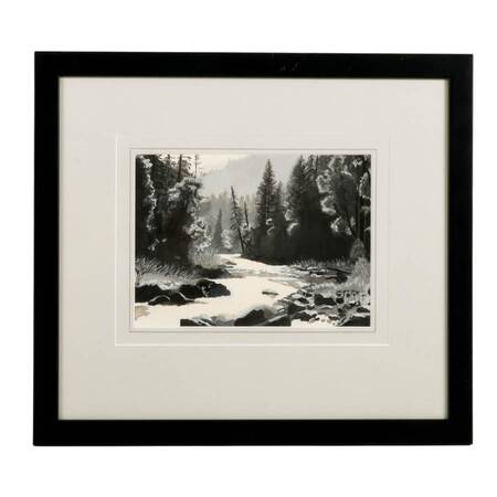 Winter Landscape Mixed Media Painting