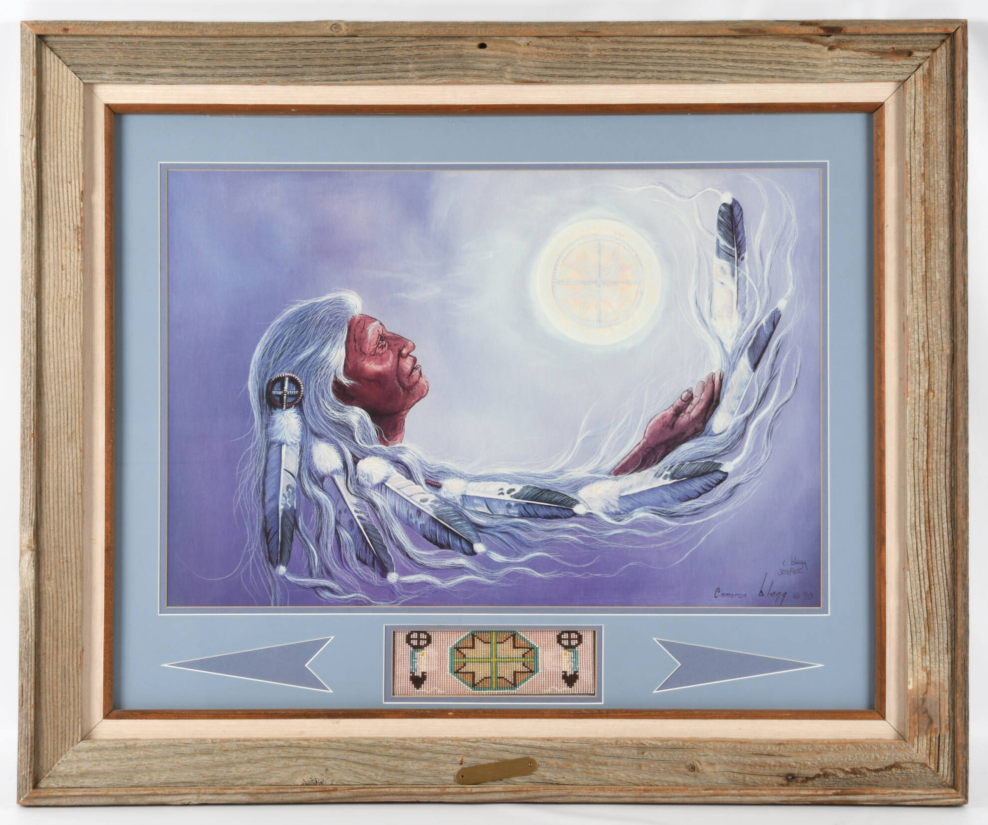 Framed Signed Cameron Blagg "Grandfather's Prayer" Lithograph
