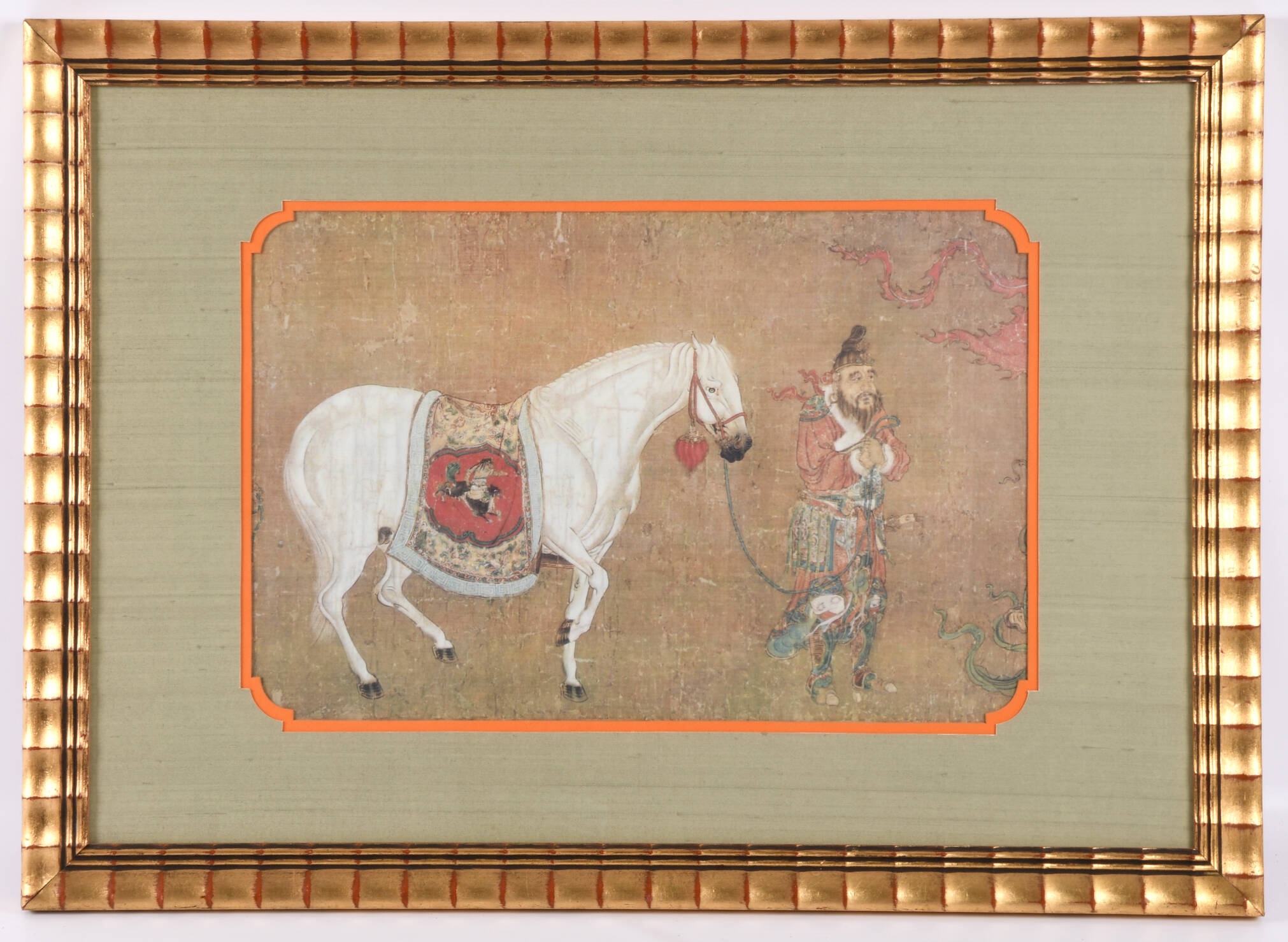 Framed Han Kan "Tartars Bringing a Tribute of Horses" Lithographic Detail