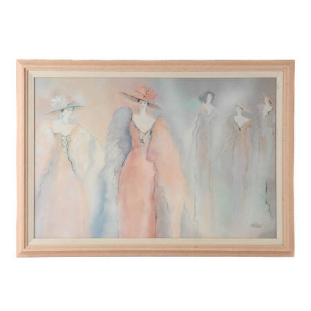 Framed Pastel Ladies Print Attributed to Rhoda Rise Phillips