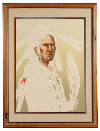 Framed Signed Enoch Kelly Haney "Sioux Warrior" Lithograph