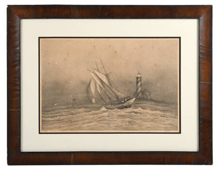 Framed Signed Henry Parker Boat and Lighthouse Print