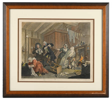 Framed "A Harlot's Progress, Plate 5" Etching by William Hogarth