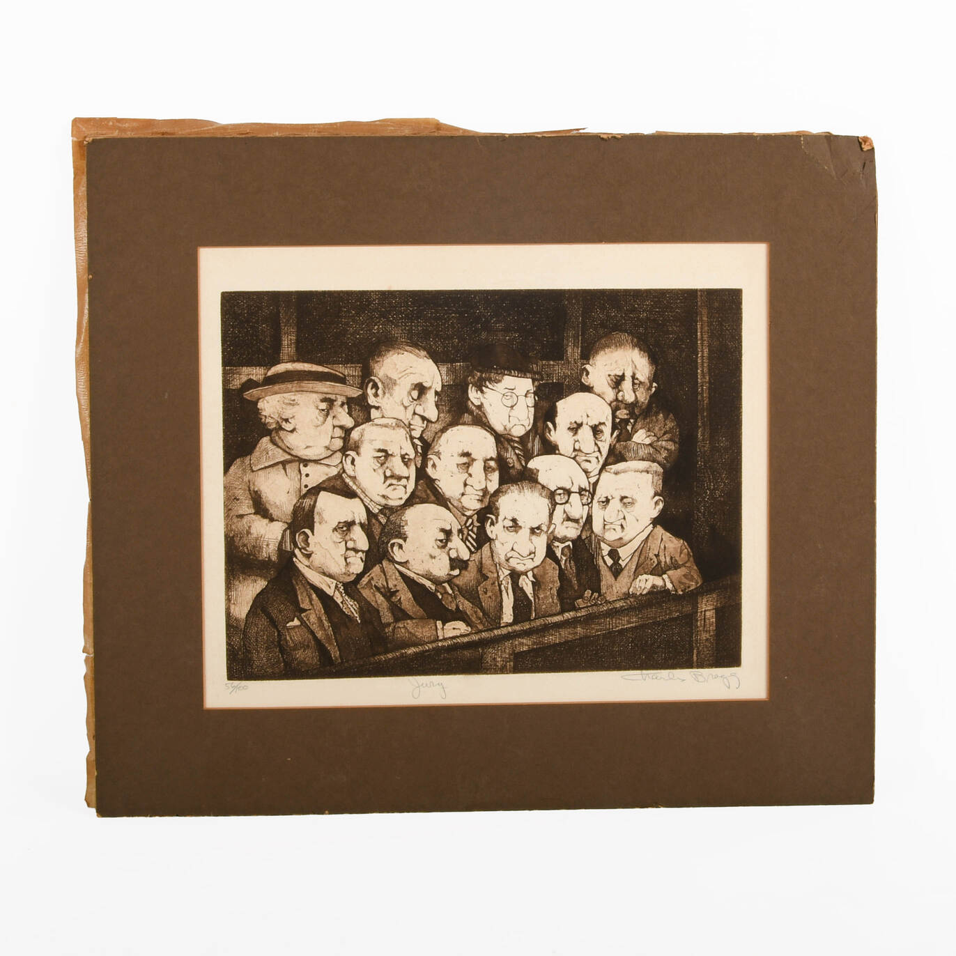 Signed Charles Bragg "Jury 1974" Limited-Edition 56/100 Lithograph