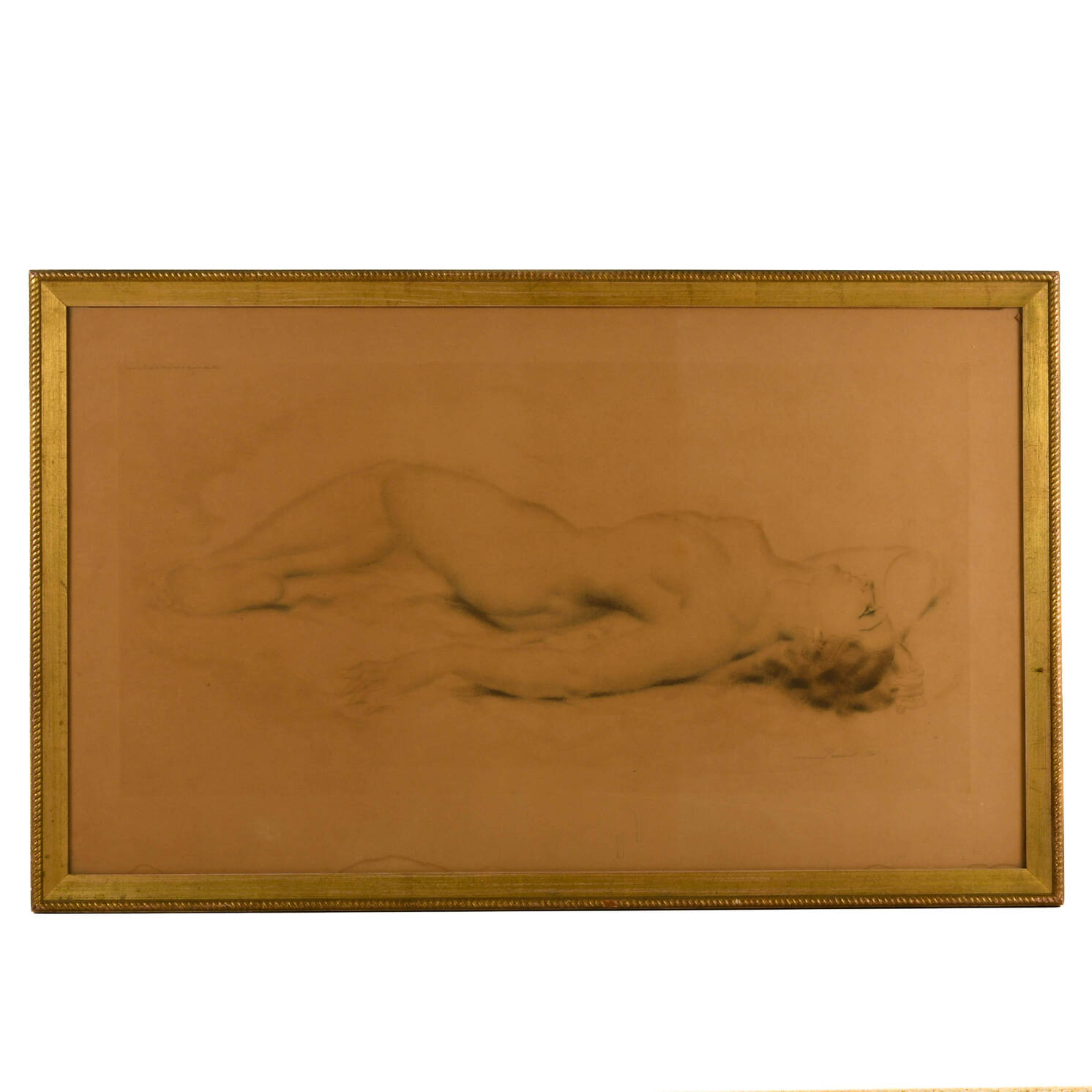 Framed Signed Albert Jean Adolphe "Portrait of a Nude Woman" Lithograph