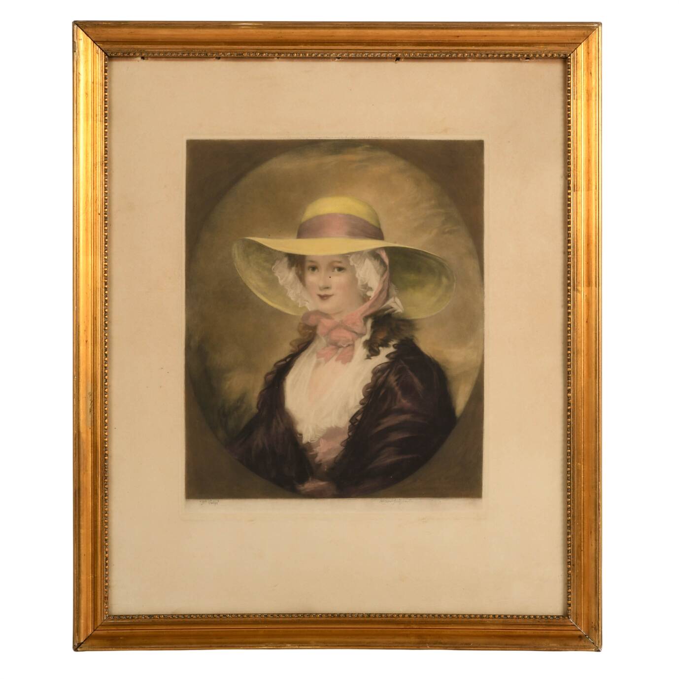 Framed "Miss Elizabeth Phelps" Mezzotint After Matthew William Peters