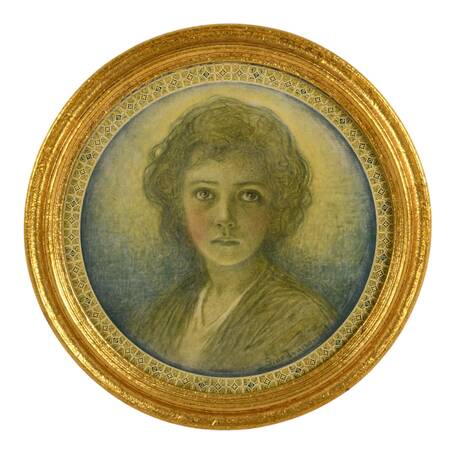 Antique "Christ Child" by Sigismund de Iwanowski Print in Giltwood Frame