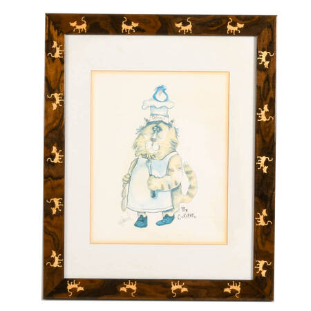 Framed Signed Don Nedobeck "The Cookerer" Watercolor Print with Dedication