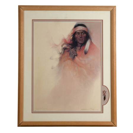 Framed "Young Warrior" Print Signed and Numbered 651 by Ozz Franca