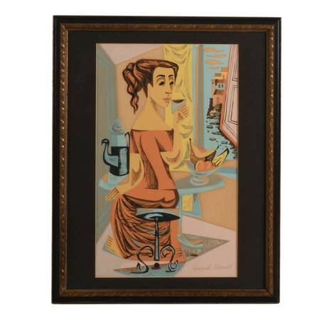 Framed "Midinette" Serigraph on Paper Signed by Howard Mandel