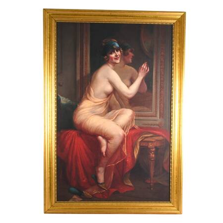 Framed "La Coquette Surprise" Giclée on Canvas After François Martin-Kavel
