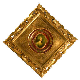 Framed Florentine Giltwood Lithograph Gesso on Wood Wall Plaque