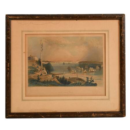 "New York Bay (From the Telegraph Station)" Engraving Print by R. Wallis