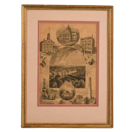 "Boston Scenes" Print Drawn by J.D. Woodward and Engraved by E.P. Brandard