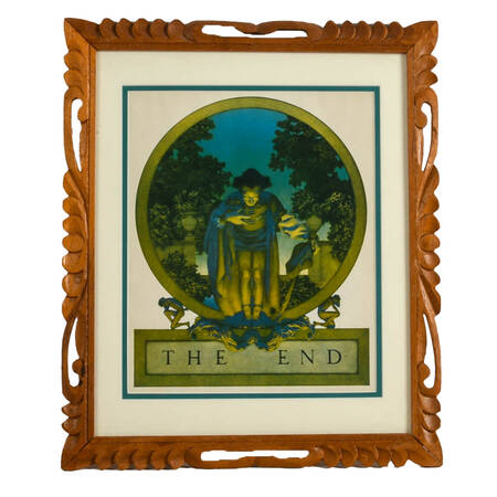 "The End" Print on Paper After Maxfield Parrish in Carved Wood Frame