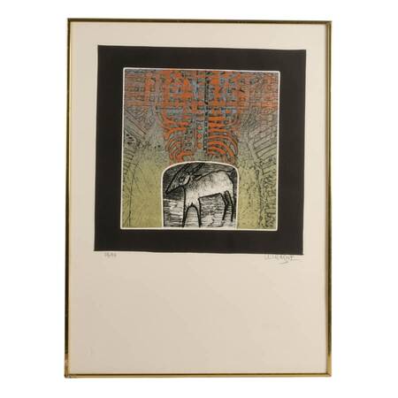 "Goat" Aquatint Etching on Paper Signed & Numbered 38/99 by Arun Bose
