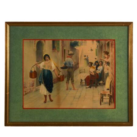 Framed "The Flirtatious Maid" Lithograph Print After Eugene de Blaas