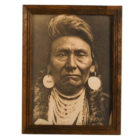 Monochrome Offset Lithograph Print of Chief Joseph of the Nez Percé Tribe
