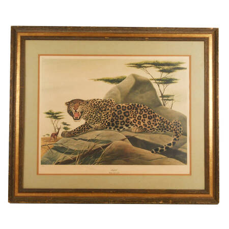 "Leopard" Lithograph on Paper Signed & Numbered 466/3500 by John A. Ruthven