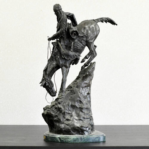 Bronze Mountain Man Sculpture After Frederic Remington