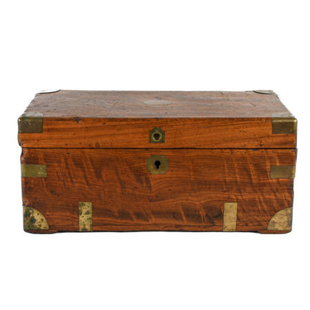 Antique Camphor Wood Tool Chest with Brass Hardware