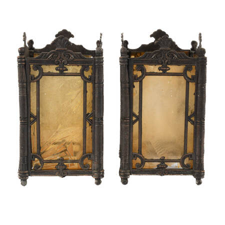 Pair of Four Panel Gothic-Style Hanging Light Cover