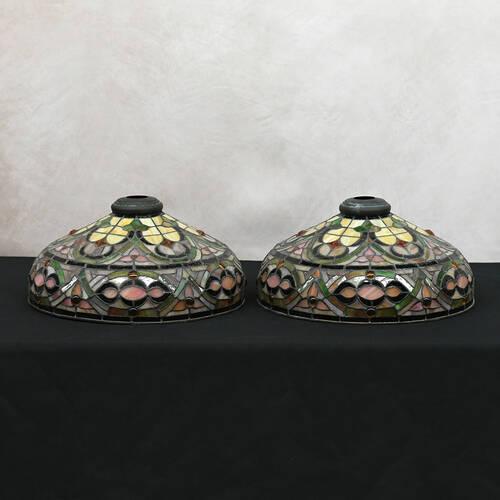 Pair of Hanging Stained Glass Pendant Shades