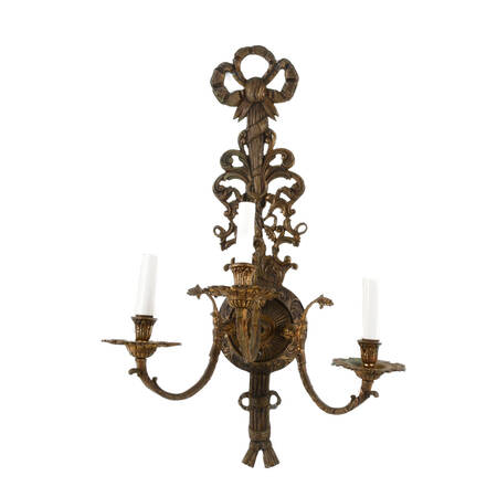 Antique Oversized Brass Ornate Wall Sconce