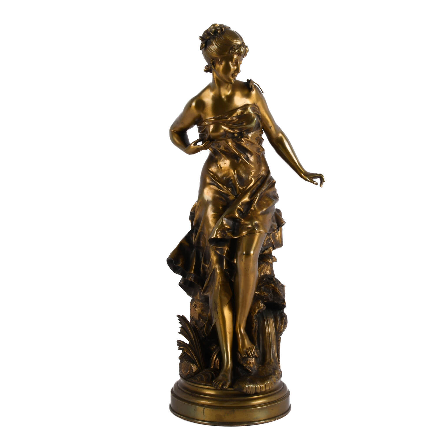 Antique Bronze Female Statue by De Broussé