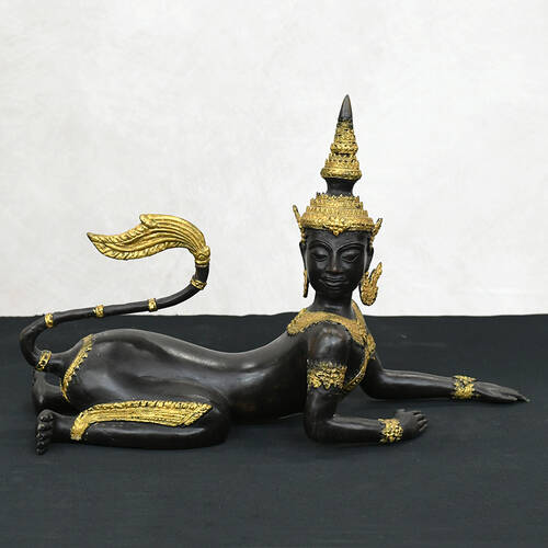 Gilded Bronze Burmese Manussiha Statue