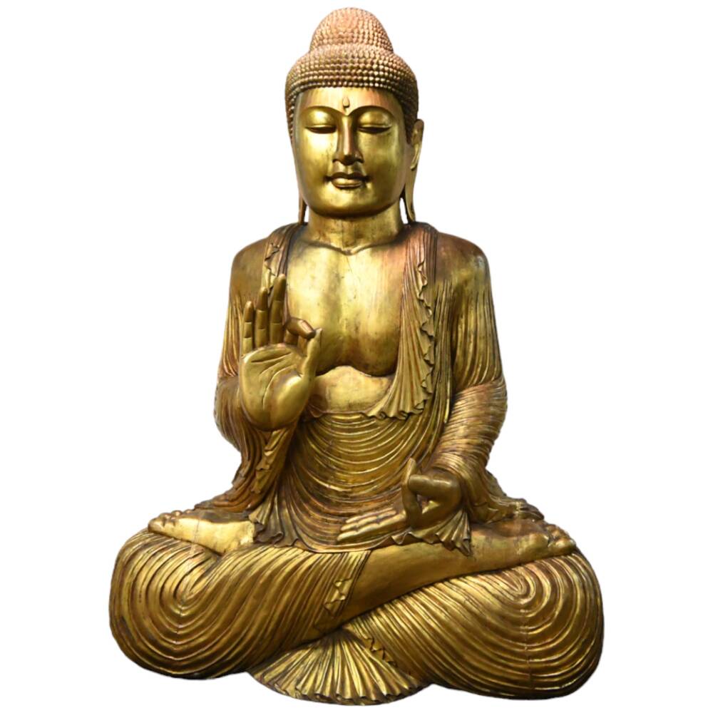 Gigantic Carved Wooden Buddha Statue