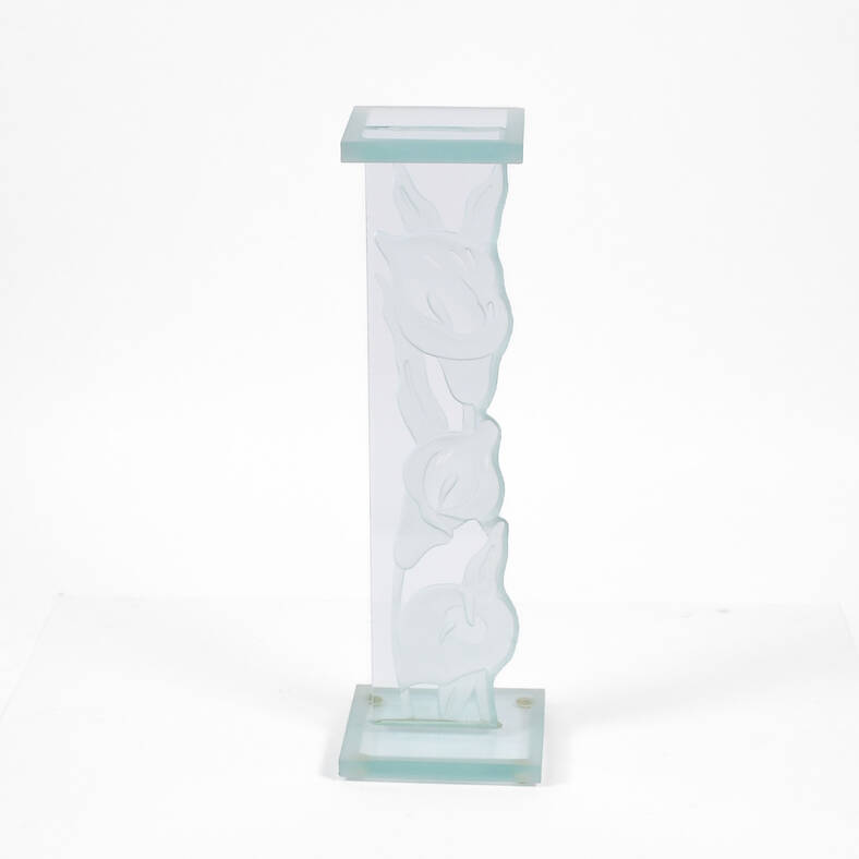 Signed Caldon Etched and Frosted Glass Calla Lily Sculpture