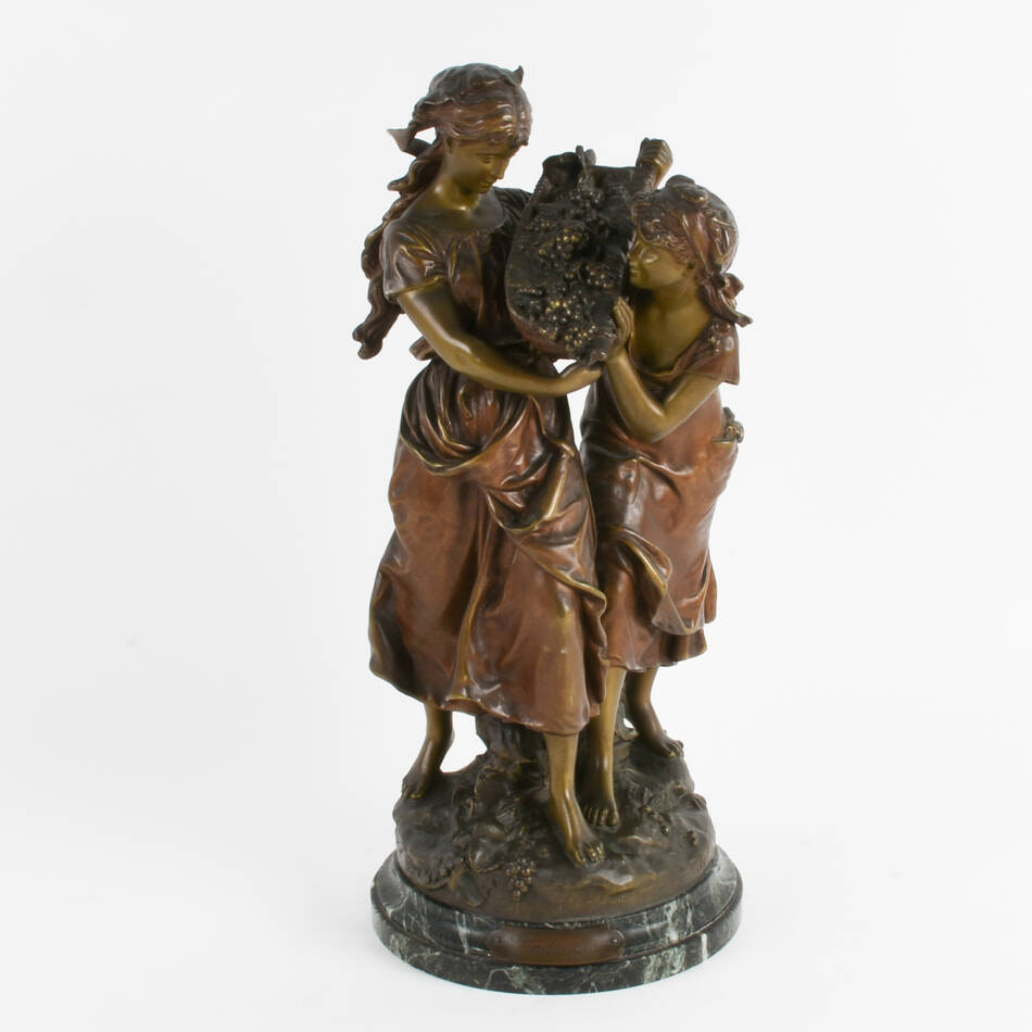 Antique "Les Vendanges" Spelter Sculpture After Hippolyte Moreau
