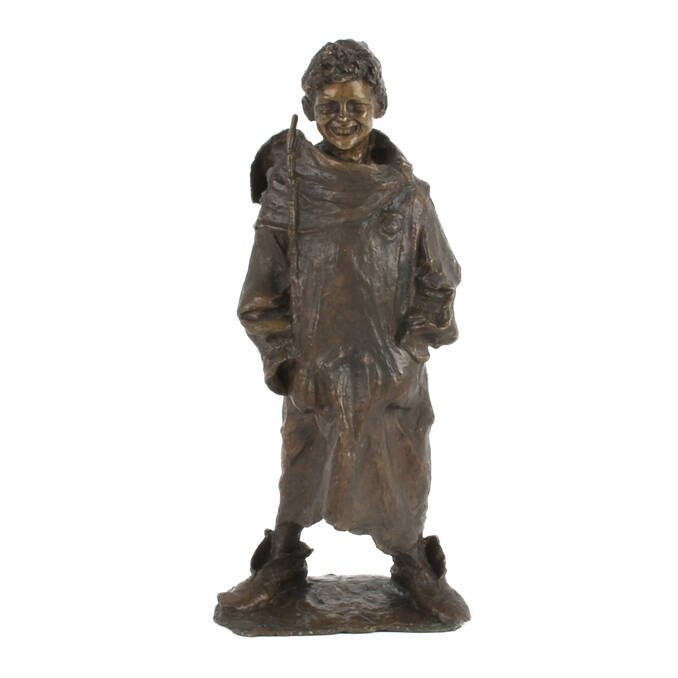 Antique Bronze Smiling Lad Statue