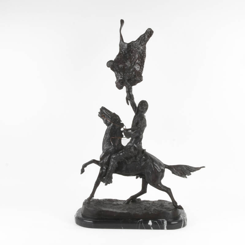 "Buffalo Signal" Bronze Sculpture After Frederic Remington