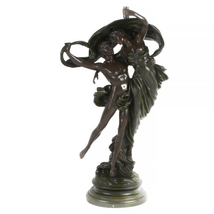 Art Nouveau-Style Painted Resin Statue "La Danse" After Eugene Marioton