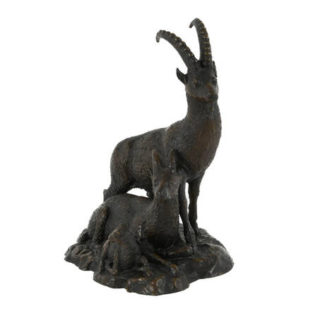 Lost Wax Cast Ibex Family Bronze Sculpture