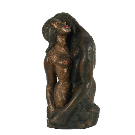 Bust of an Intimate Man and Woman Embracing a Kiss
