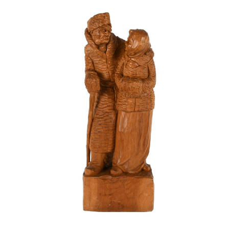 Hand-Carved Statue of Elder Couple
