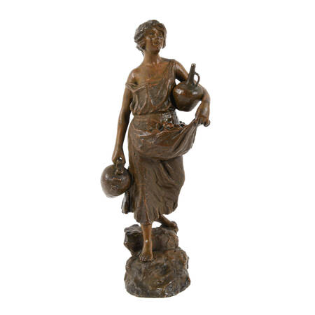 Bronze French Lady with Jugs of Wine Statue After Moreau