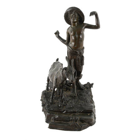 Metal Sculpture "Pastorello con Capra" Tommaso Campaiola